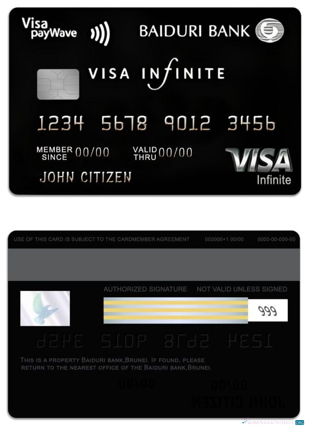 Realistische Herunterladen Brunei Baiduri Bank Visa Infinite Kredit Karte Photoshop Vorlage