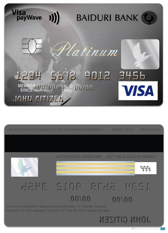 Editierbare Herunterladen Brunei Baiduri Bank Visa Platin Kredit Karte Photoshop Vorlage