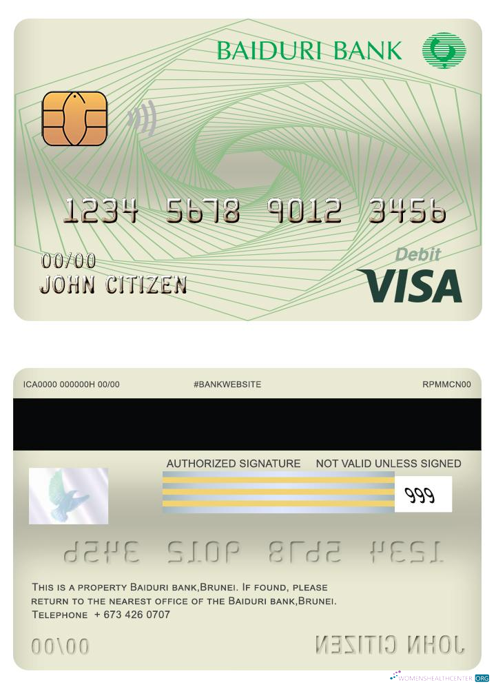 Hochwertige Herunterladen Brunei Baiduri Bank Visa Karte Debit Karte Photoshop Vorlage