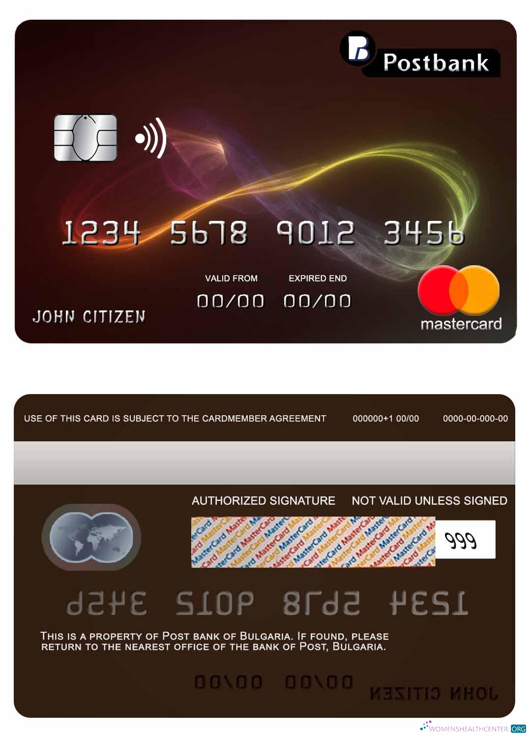 Hochwertige Herunterladen Bulgarien Post Bank Mastercard Photoshop Vorlage