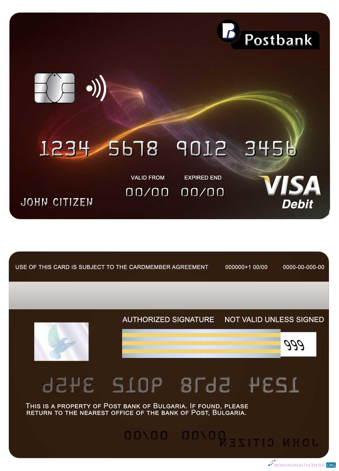 Realistische Herunterladen Bulgarien Post Bank Visa Karte Photoshop Vorlage