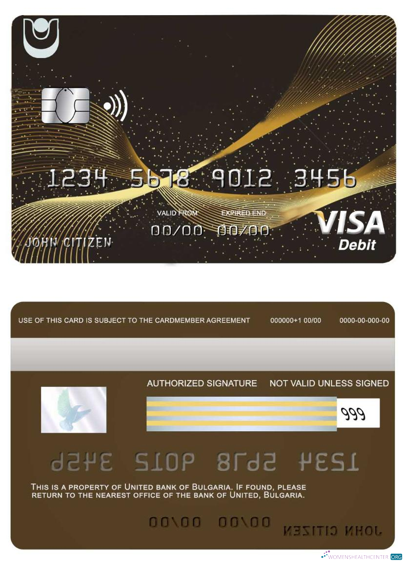 Realistische Herunterladen Bulgarien Vereint Bank Visa Karte Photoshop Vorlage