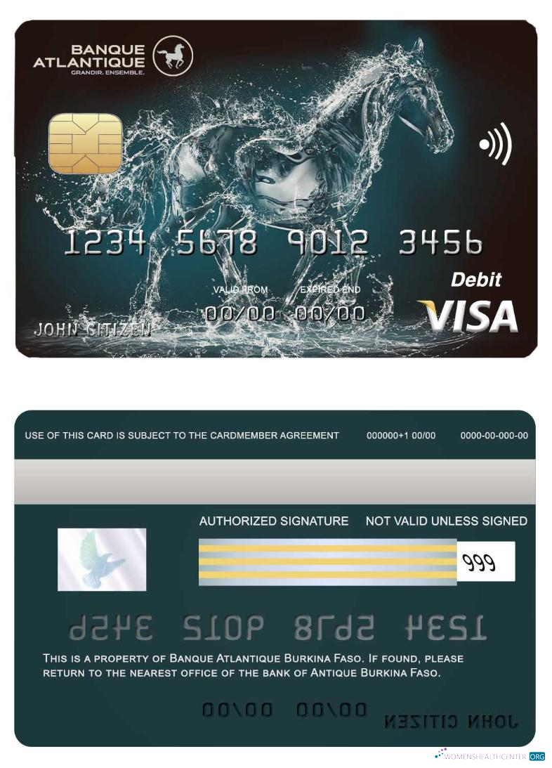 Hochwertige Herunterladen Burkina Faso Atlantique Bank Visa Karte Photoshop Vorlage