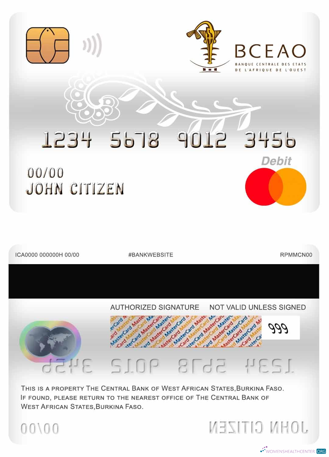 Hochwertige Herunterladen Burkina Faso The Zentral Bank von West African States Bank Master Debit Karte Photoshop Vorlage