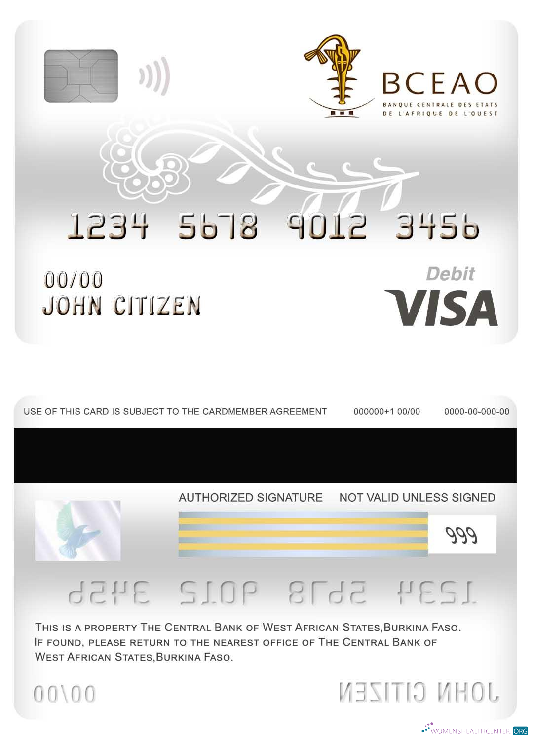 Premium Herunterladen Burkina Faso The Zentral Bank von West African States Bank Visa Debit Karte Photoshop Vorlage