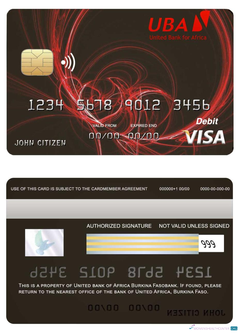 Hochwertige Herunterladen Burkina Faso Vereint Bank Africa Visa Karte Photoshop Vorlage