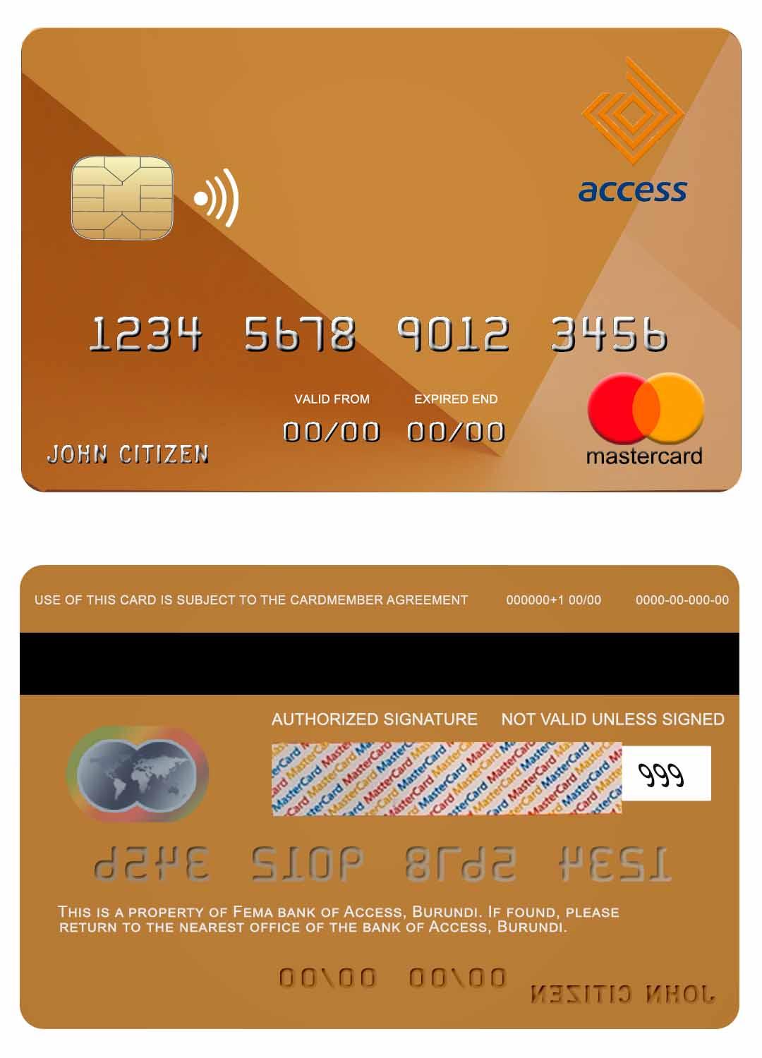 Premium Herunterladen Burundi Access Bank Mastercard Photoshop Vorlage