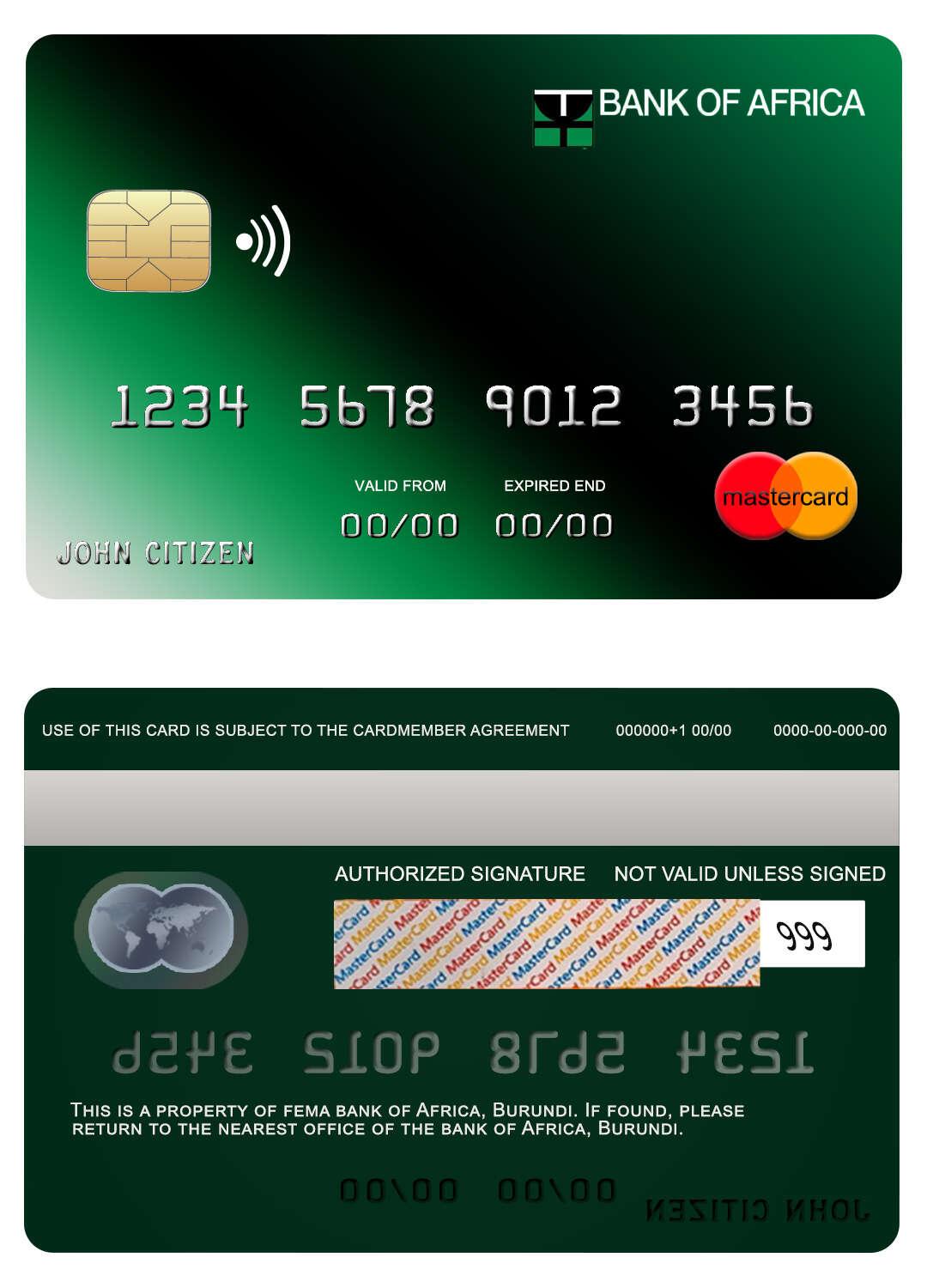 Hochwertige Herunterladen Burundi Africa Bank Mastercard Photoshop Vorlage