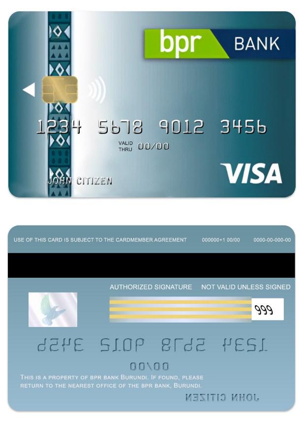 Editierbare Herunterladen Burundi BPR Bank Visa Classic Kredit Karte Photoshop Vorlage