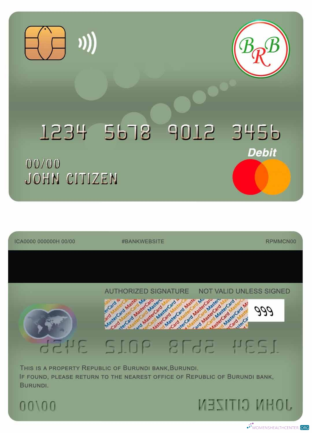Premium Herunterladen Burundi Bank von The Republik von Burundi Master Debit Karte Photoshop Vorlage