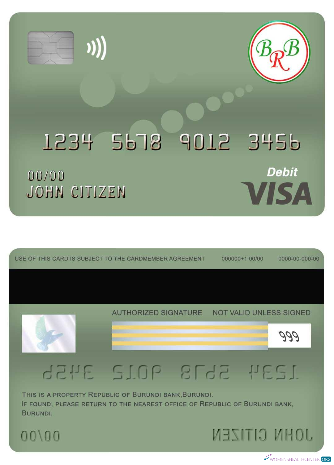 Hochwertige Herunterladen Burundi Bank von The Republik von Burundi Visa Debit Karte Photoshop Vorlage