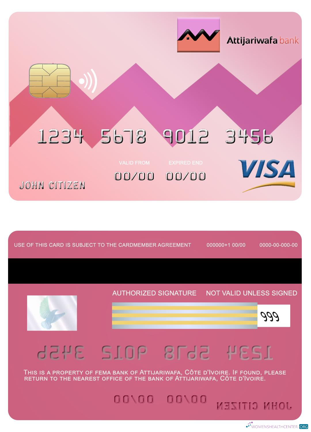 Editierbare Herunterladen Côte D'Ivoire Attijariwafa Bank Visa Karte Photoshop Vorlage