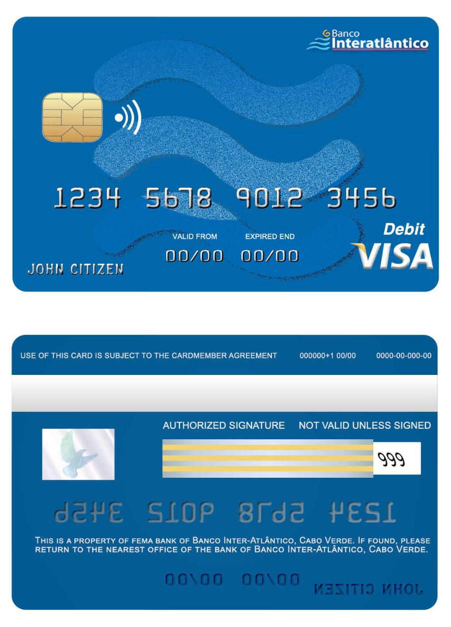 Professionelle Herunterladen Kap Verde Banco Inter Atlântico Bank Visa Karte Photoshop Vorlage