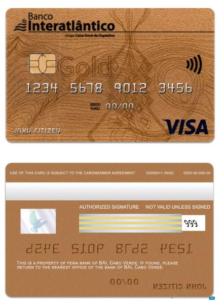 Professionelle Herunterladen Kap Verde Banco Interatiantico Bank Visa Gold Karte Photoshop Vorlage