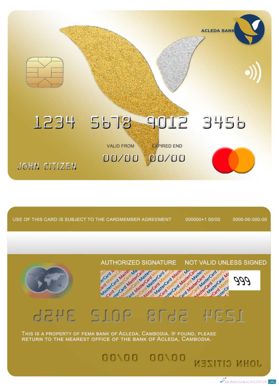 Professionelle Herunterladen Kambodscha Acleda Bank Mastercard Photoshop Vorlage