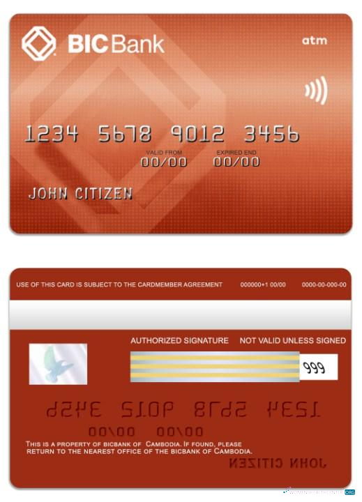Premium Herunterladen Kambodscha BICBank ATM Karte Photoshop Vorlage