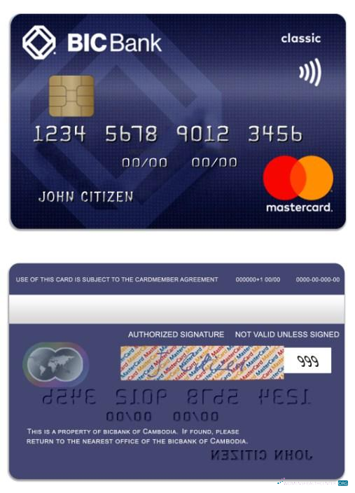 Hochwertige Herunterladen Kambodscha BICBank Kredit Classic Mastercard Photoshop Vorlage