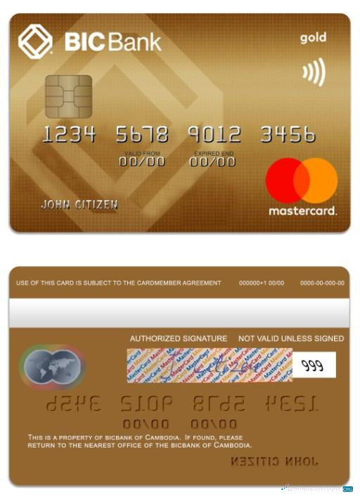 Premium Herunterladen Kambodscha BICBank Kredit Gold Mastercard Photoshop Vorlage
