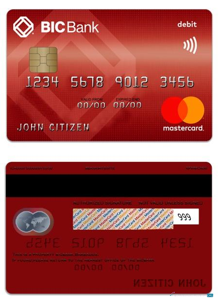 Professionelle Herunterladen Kambodscha BICBank Debit Mastercard Photoshop Vorlage