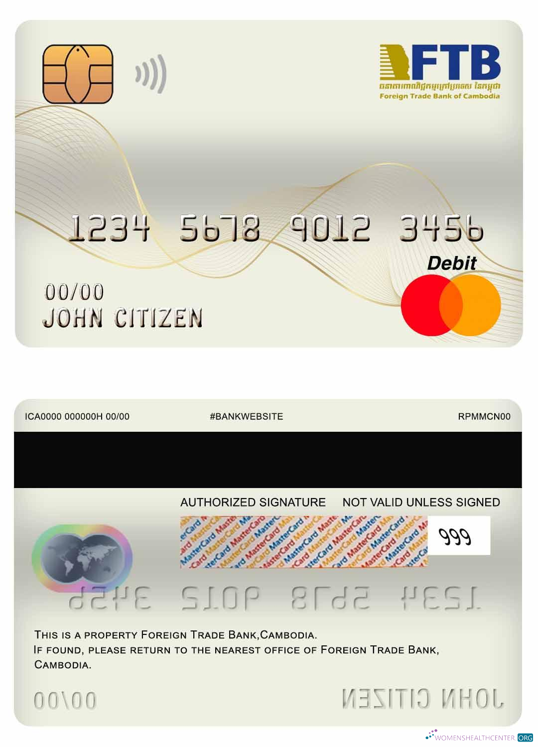 Hochwertige Herunterladen Kambodscha Foreign Trade Bank Master Debit Karte Photoshop Vorlage