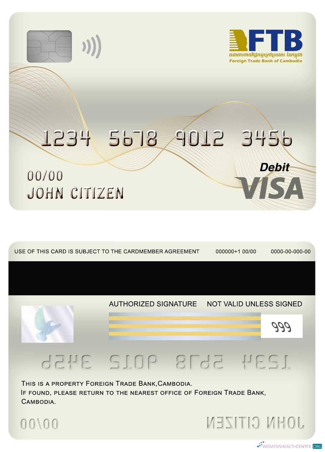 Professionelle Herunterladen Kambodscha Foreign Trade Bank Visa Debit Karte Photoshop Vorlage
