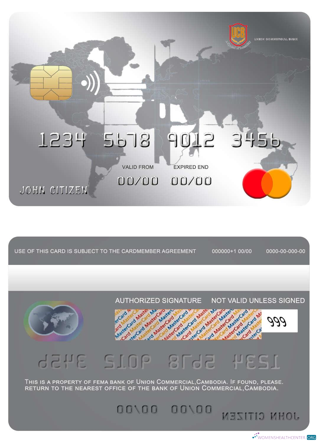 Hochwertige Herunterladen Kambodscha Union Kommerziell Bank Mastercard Photoshop Vorlage