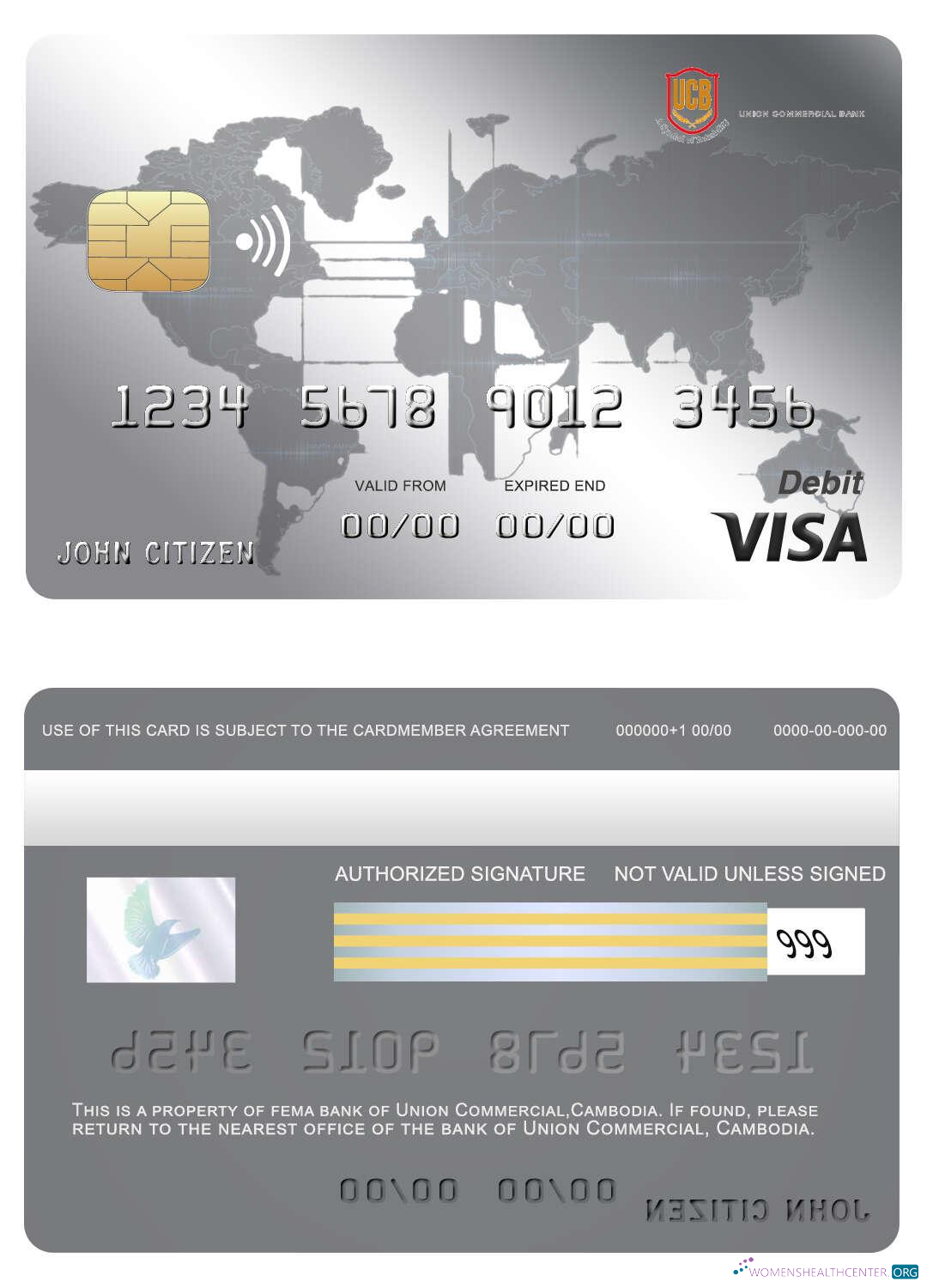 Professionelle Herunterladen Kambodscha Union Kommerziell Bank Visa Karte Photoshop Vorlage