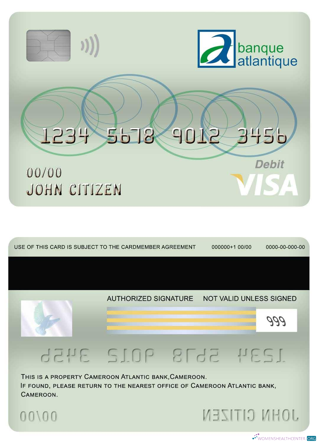 Realistische Herunterladen Kamerun Atlantic Bank Visa Debit Karte Photoshop Vorlage