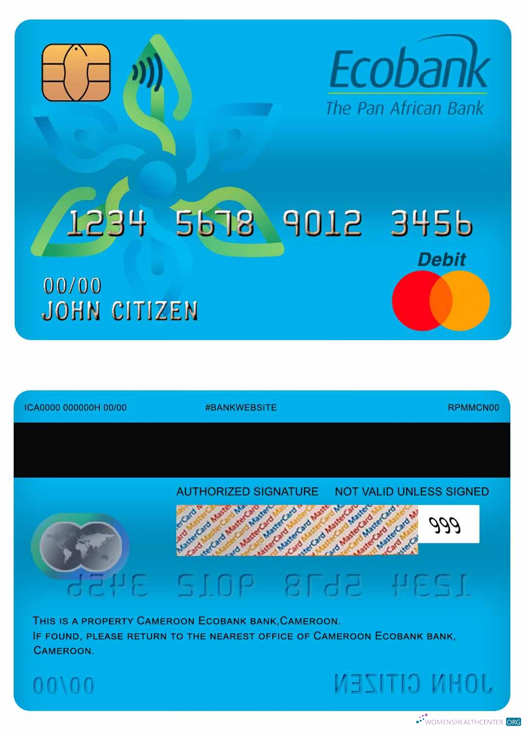 Professionelle Herunterladen Kamerun Ecobank Bank Master Debit Karte Photoshop Vorlage