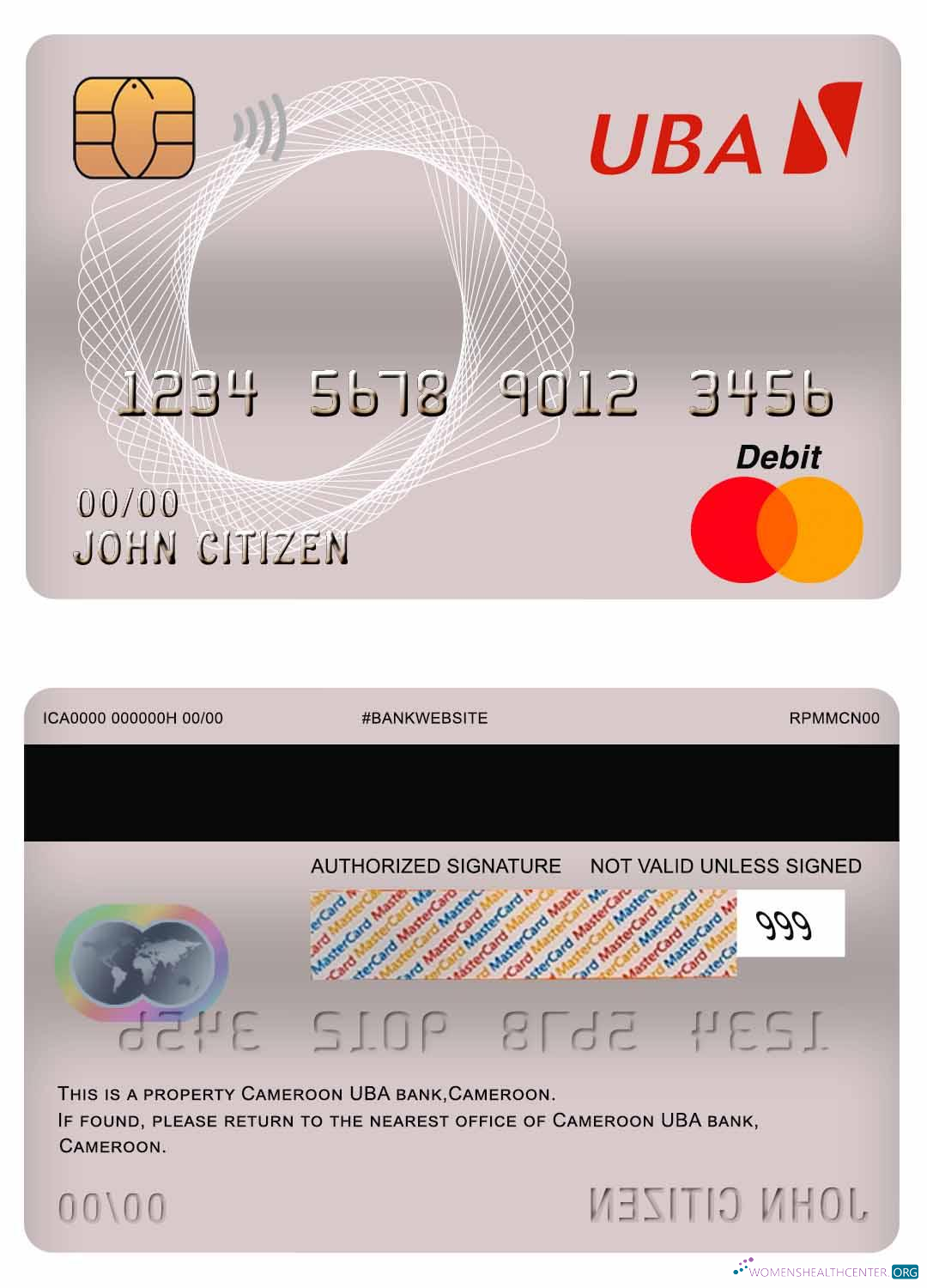 Hochwertige Herunterladen Kamerun UBA Bank Master Debit Karte Photoshop Vorlage
