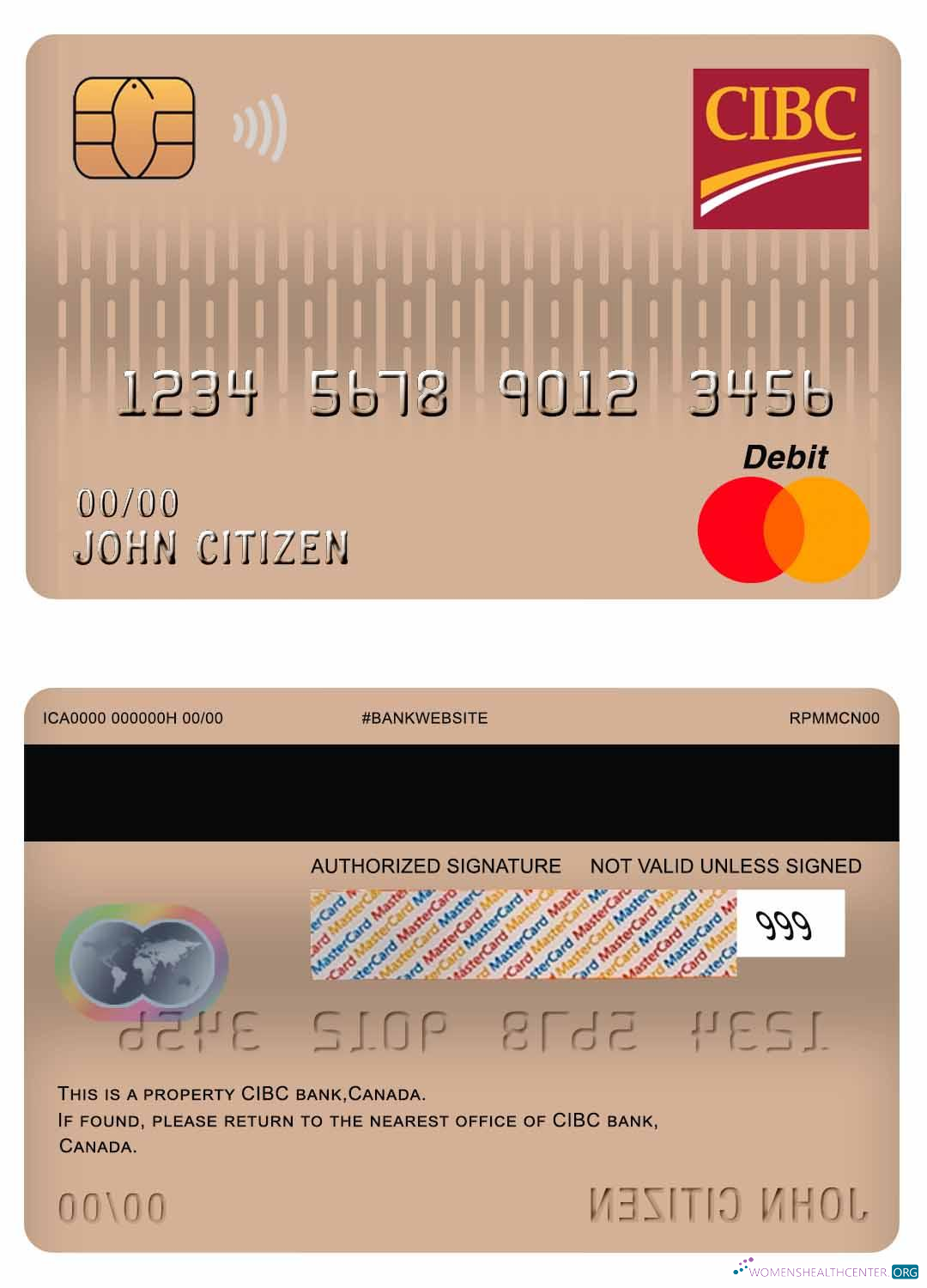 Professionelle Herunterladen Kanada CIBC Bank Mastercard Debit Karte Photoshop Vorlage