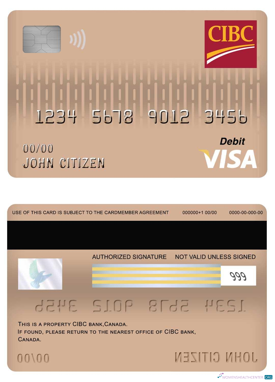 Hochwertige Herunterladen Kanada CIBC Bank Visa Debit Karte Photoshop Vorlage