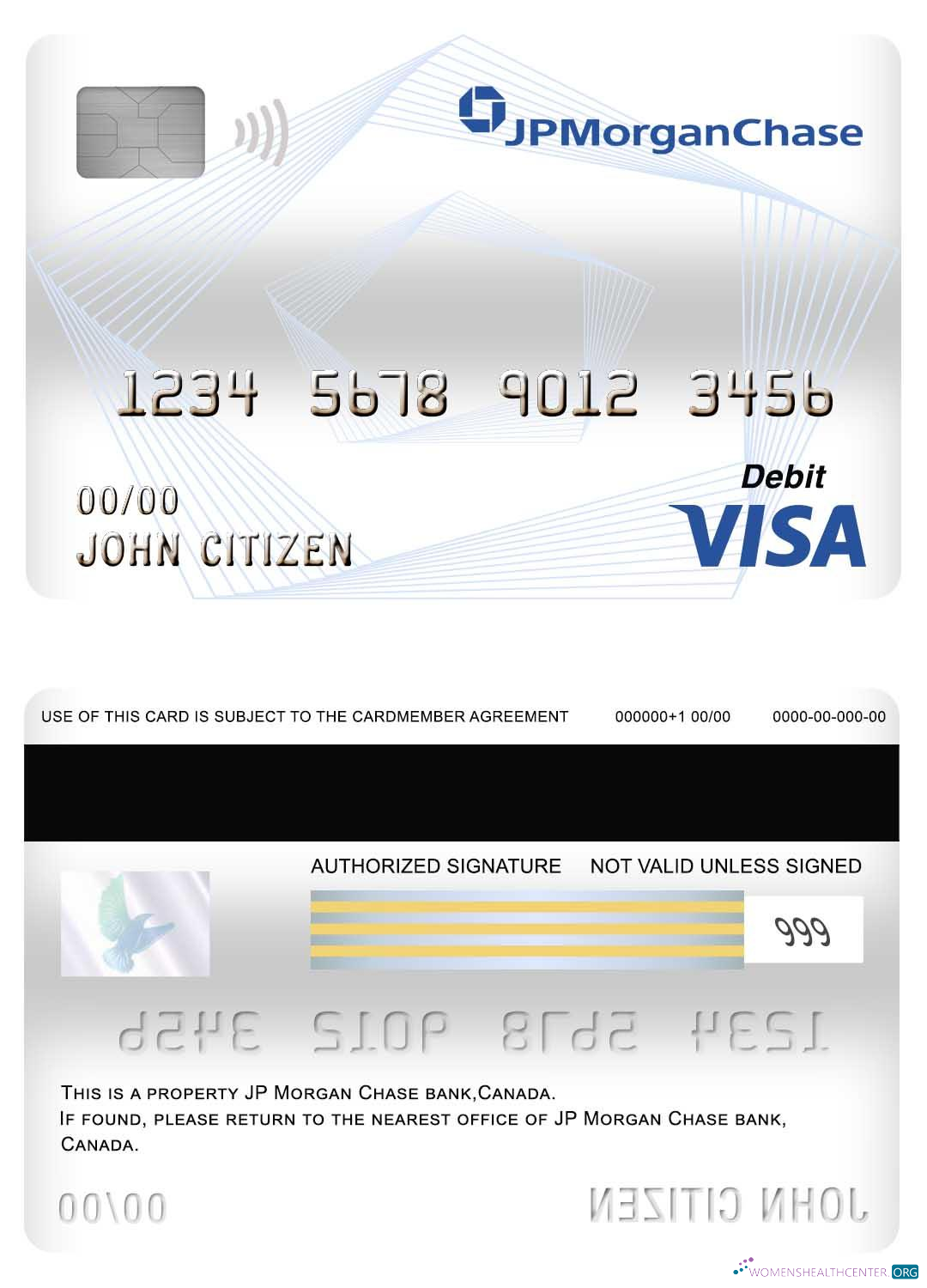 Premium Herunterladen Kanada JP Morgan Chase Bank Visa Debit Karte Photoshop Vorlage