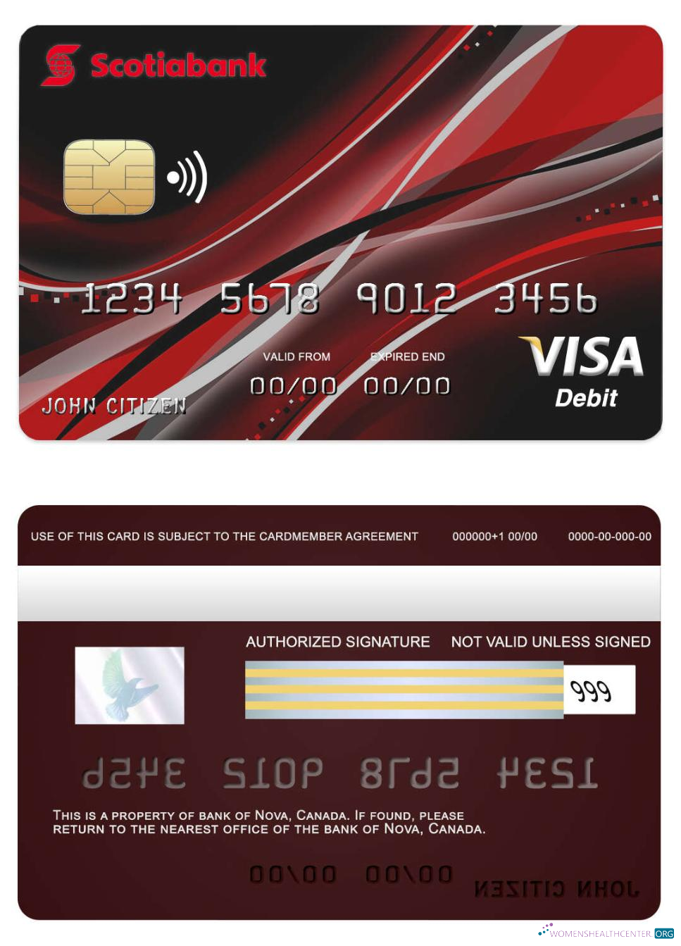Realistische Herunterladen Kanada Nova Bank Visa Karte Photoshop Vorlage