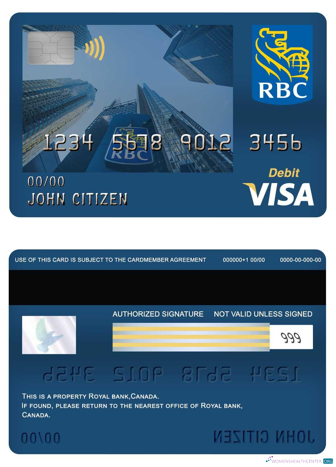 Hochwertige Herunterladen Kanada Royal Bank Visa Debit Karte Photoshop Vorlage