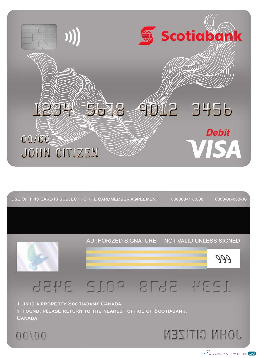 Editierbare Herunterladen Kanada Scotiabank Visa Debit Karte Photoshop Vorlage