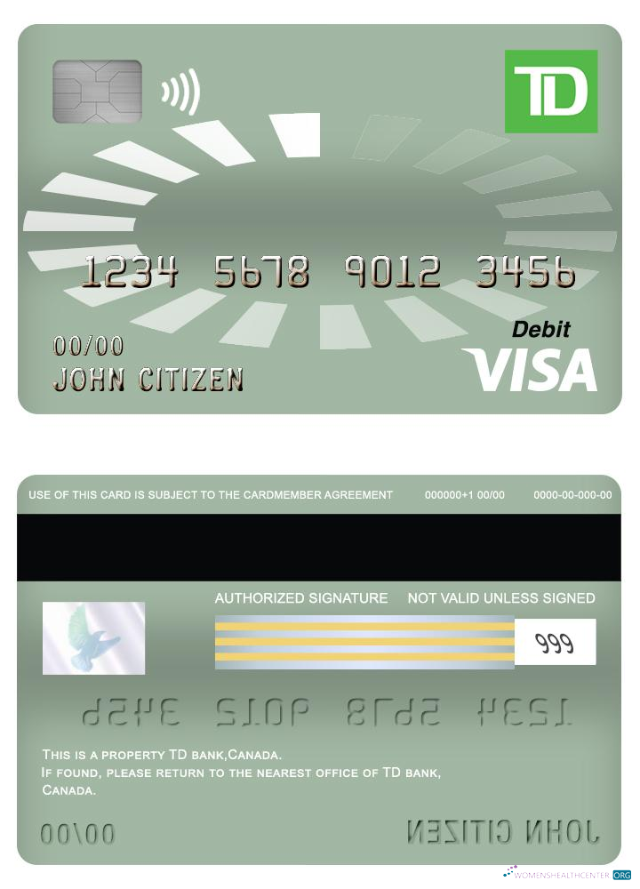 Professionelle Herunterladen Kanada TD Visa Debit Karte Photoshop Vorlage
