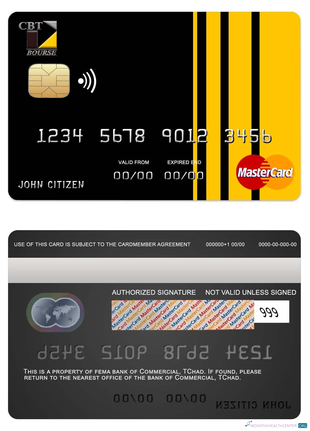 Realistische Herunterladen Tschad Kommerziell Bank TChad Mastercard Photoshop Vorlage