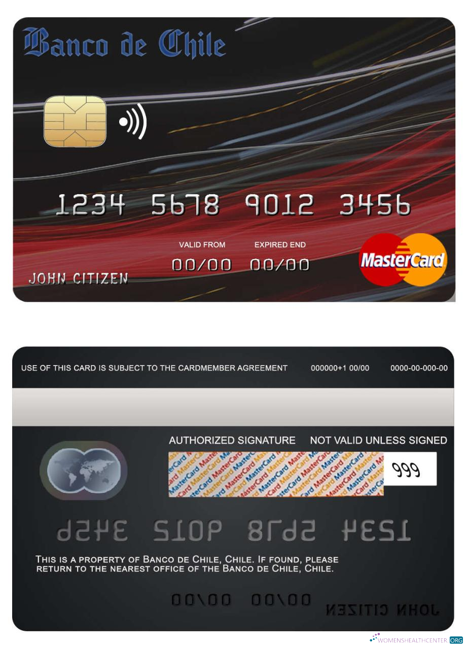 Realistische Herunterladen Chile Banco de Chile Bank Mastercard Photoshop Vorlage