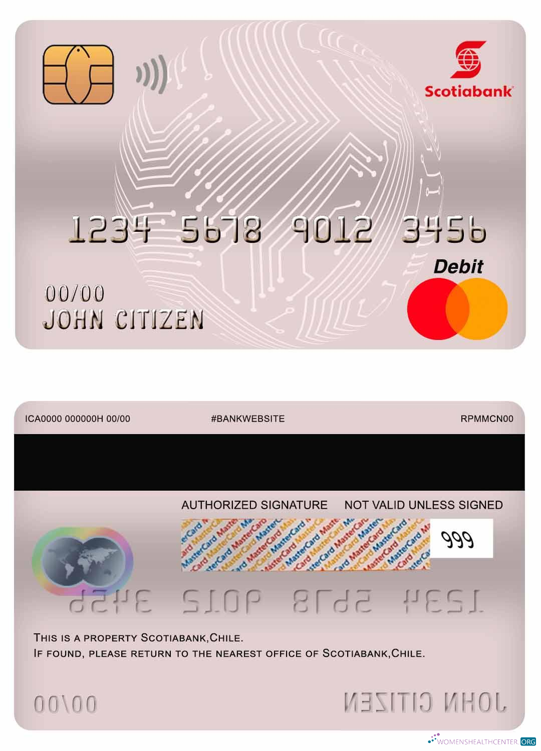 Editierbare Herunterladen Chile Scotiabank Master Debit Karte Photoshop Vorlage