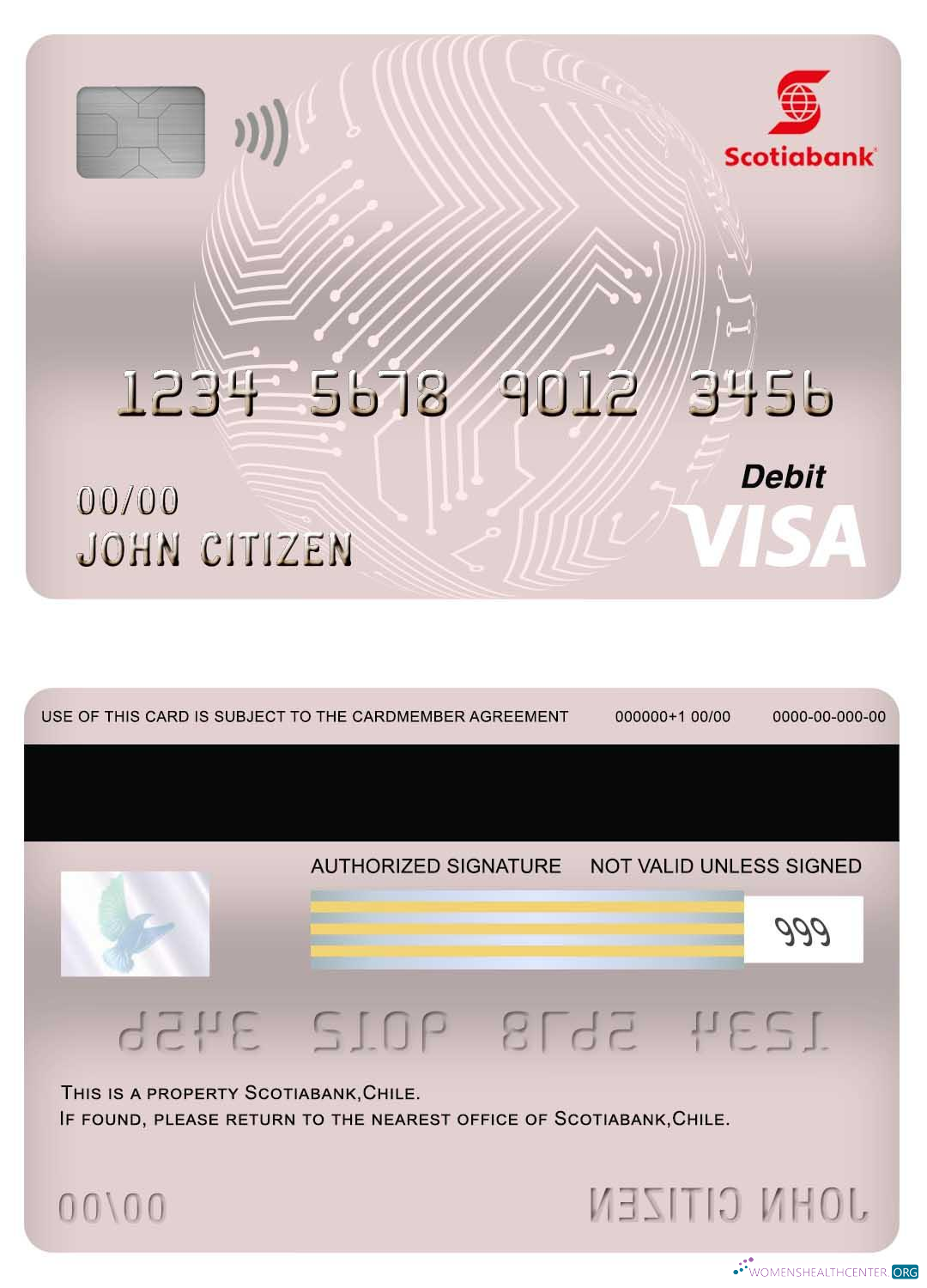 Realistische Herunterladen Chile Scotiabank Visa Debit Karte Photoshop Vorlage