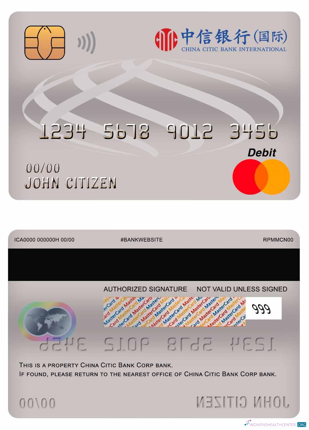 Professionelle Herunterladen China Citic Bank Corp Bank Master Debit Karte Photoshop Vorlage