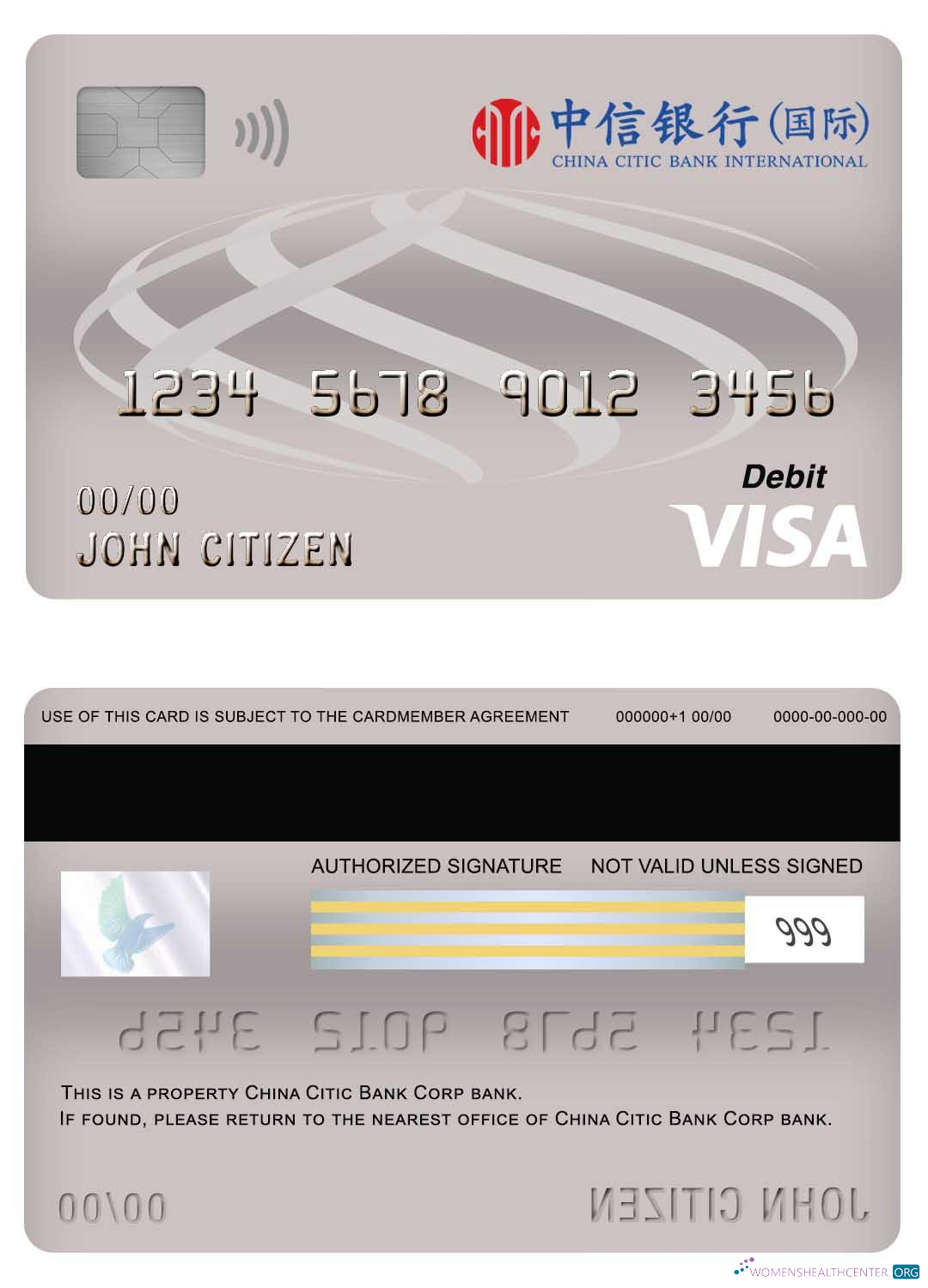 Professionelle Herunterladen China Citic Bank Corp Bank Visa Debit Karte Photoshop Vorlage