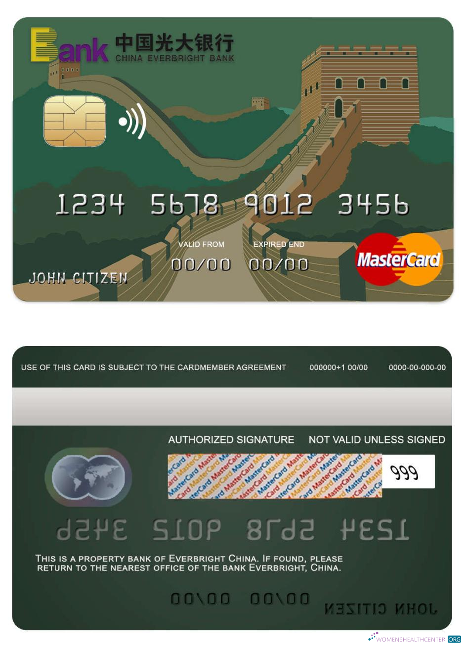 Realistische Herunterladen China Everbright Bank Mastercard Photoshop Vorlage