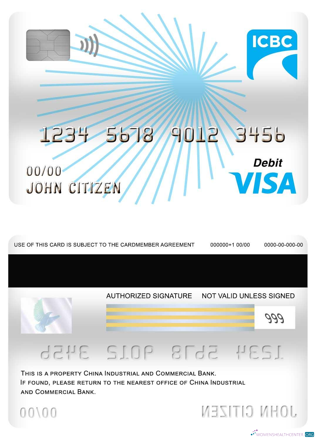 Realistische Herunterladen China Industrial und Kommerziell Bank Visa Debit Karte Photoshop Vorlage