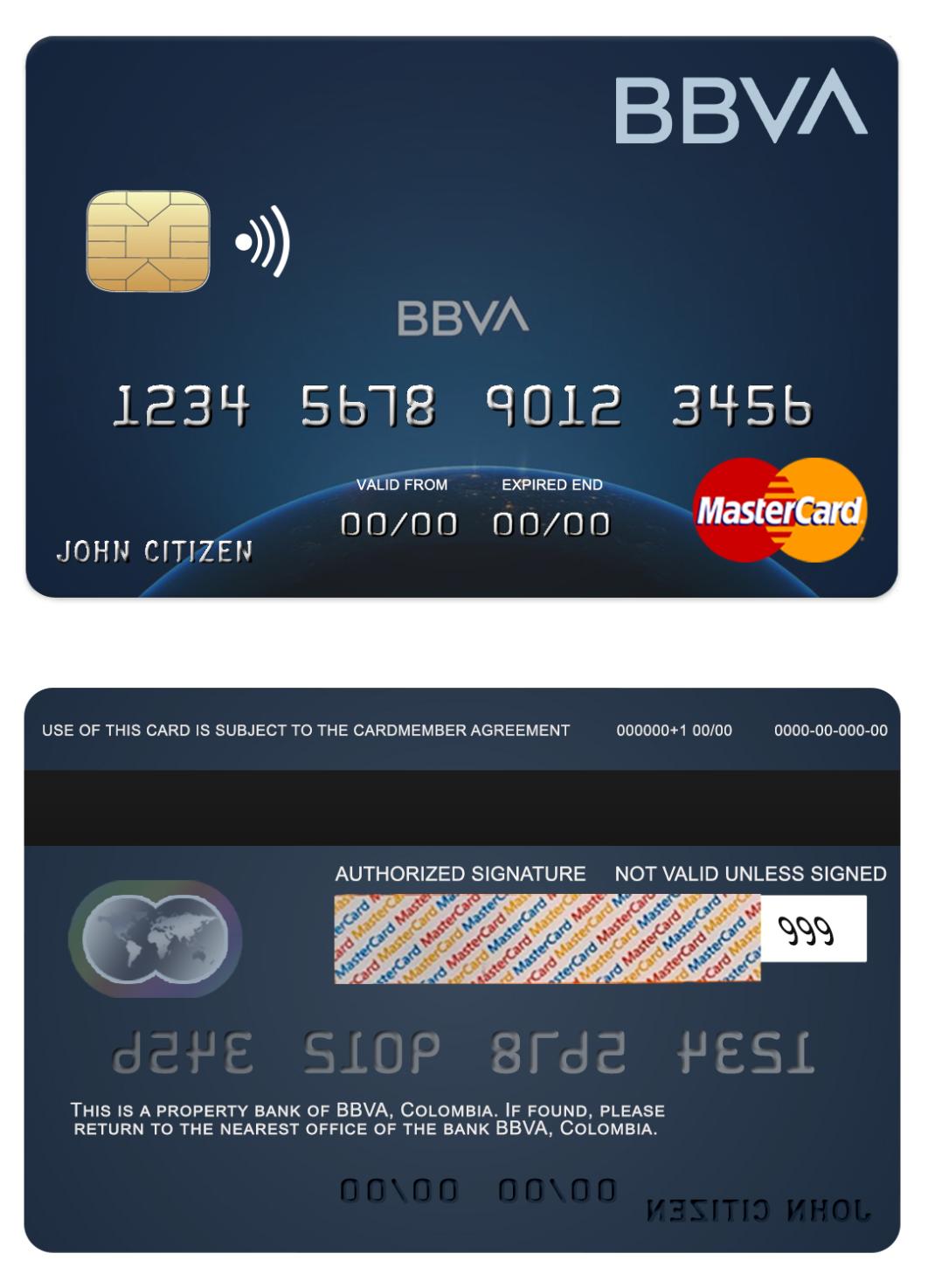 Premium Herunterladen Kolumbien BBVA Bank Mastercard Photoshop Vorlage
