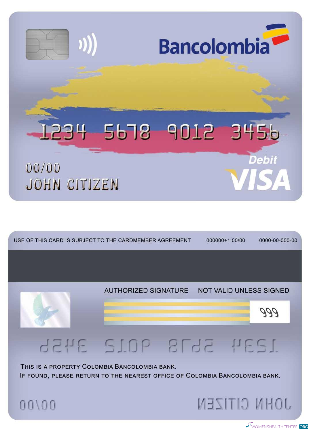 Professionelle Herunterladen Kolumbien Bancolombia Bank Visa Debit Karte Photoshop Vorlage