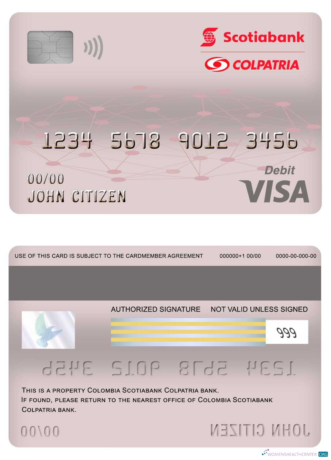 Editierbare Herunterladen Kolumbien Scotiabank Colpatria Bank Visa Debit Karte Photoshop Vorlage