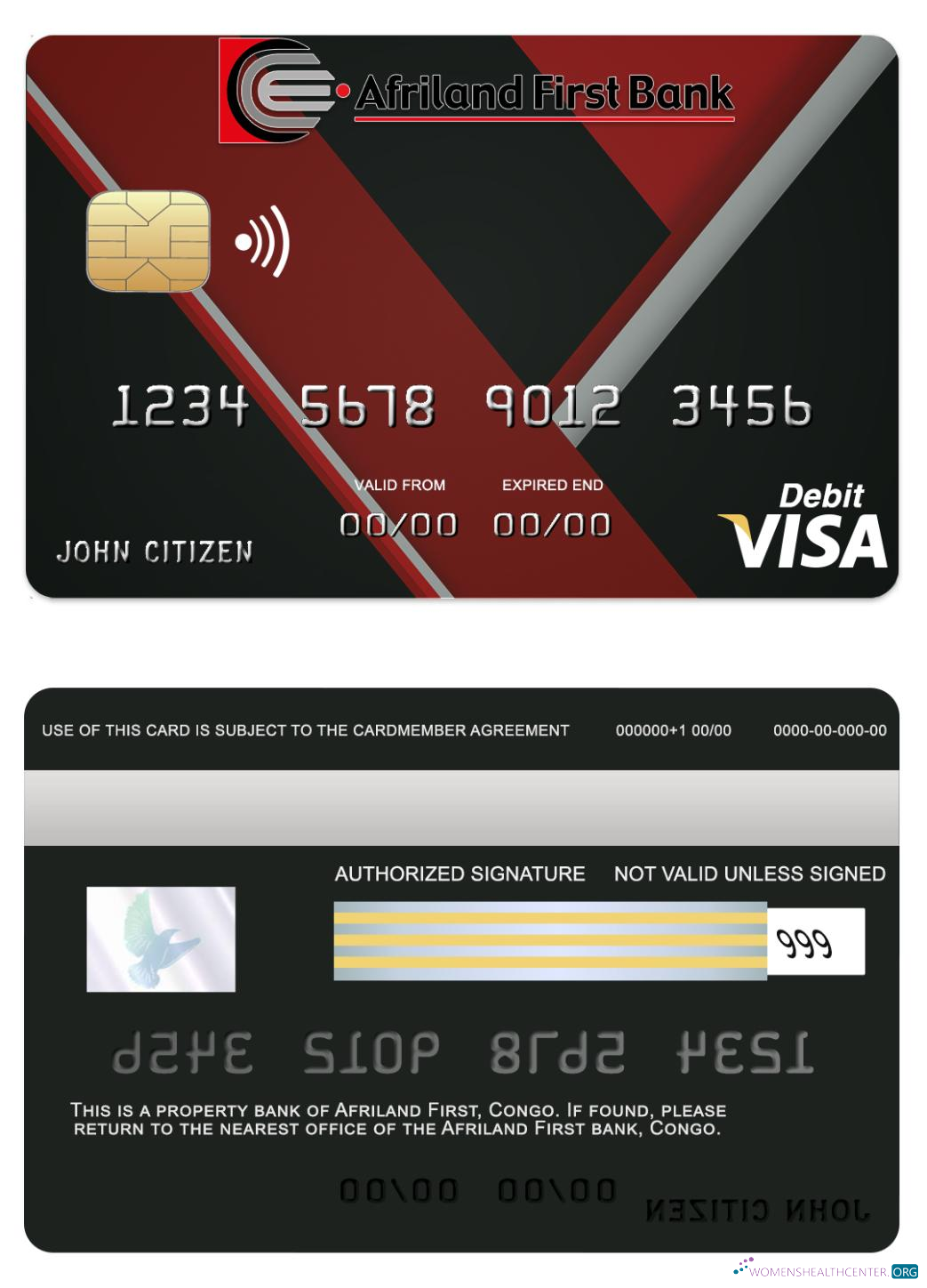 Editierbare Herunterladen Kongo Afriland Erste Bank Visa Karte Photoshop Vorlage