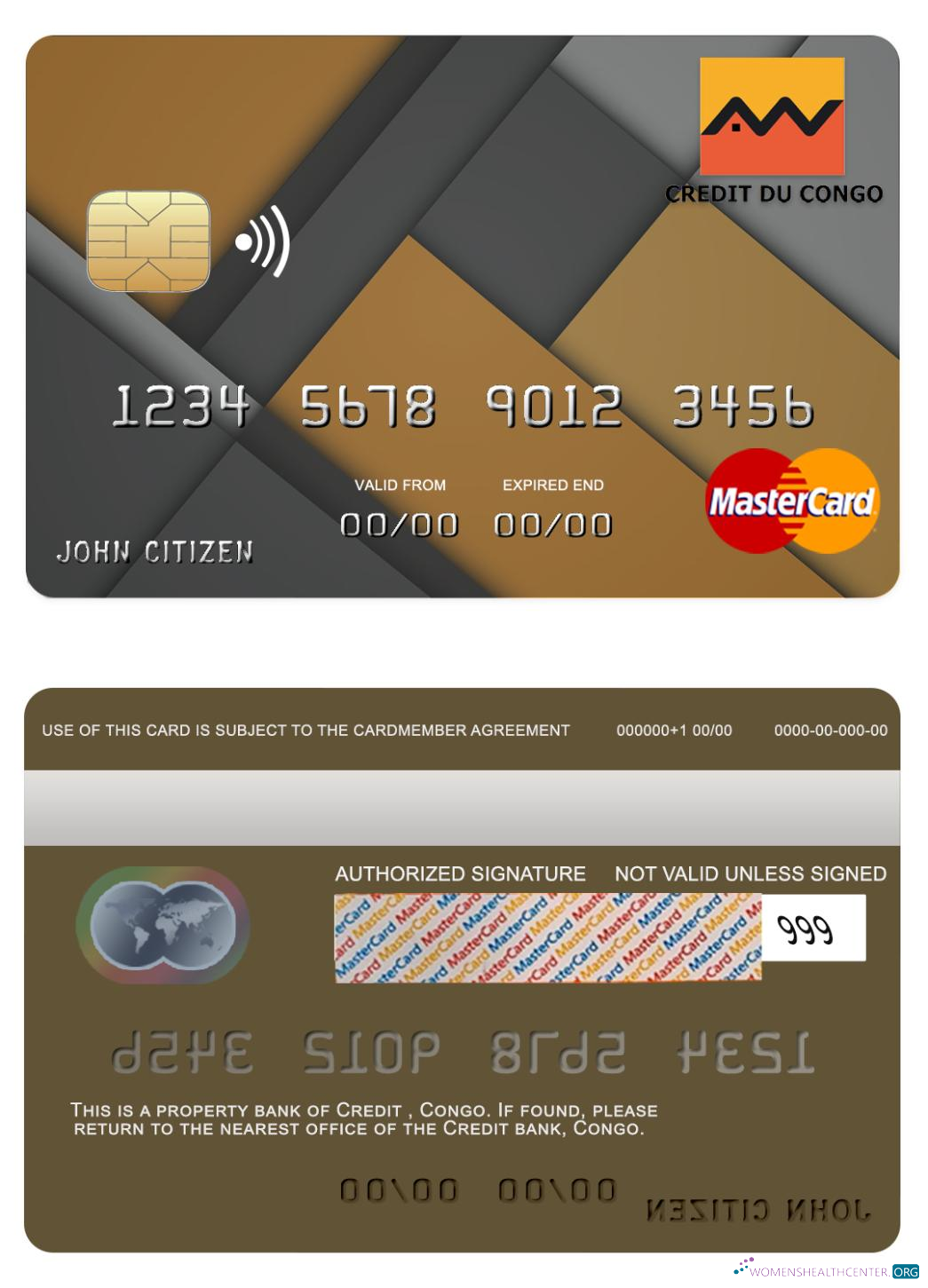 Realistische Herunterladen Kongo Kredit Bank Mastercard Photoshop Vorlage